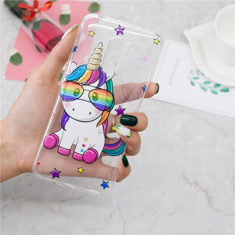 Embossment Protection Pattern Printing TPU Case for Xiaomi Pocophone F1 / Poco F1 (India) - Unicorn Wearing Glasses-6