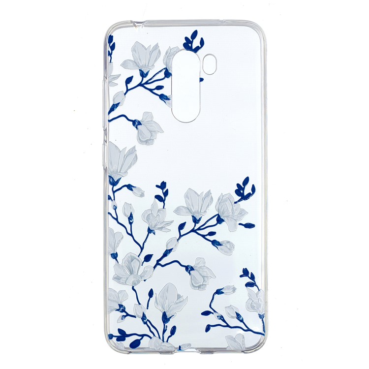Embossment Protection Pattern Printing TPU Shell for Xiaomi Pocophone F1 / Poco F1 (India) - White Flowers-2