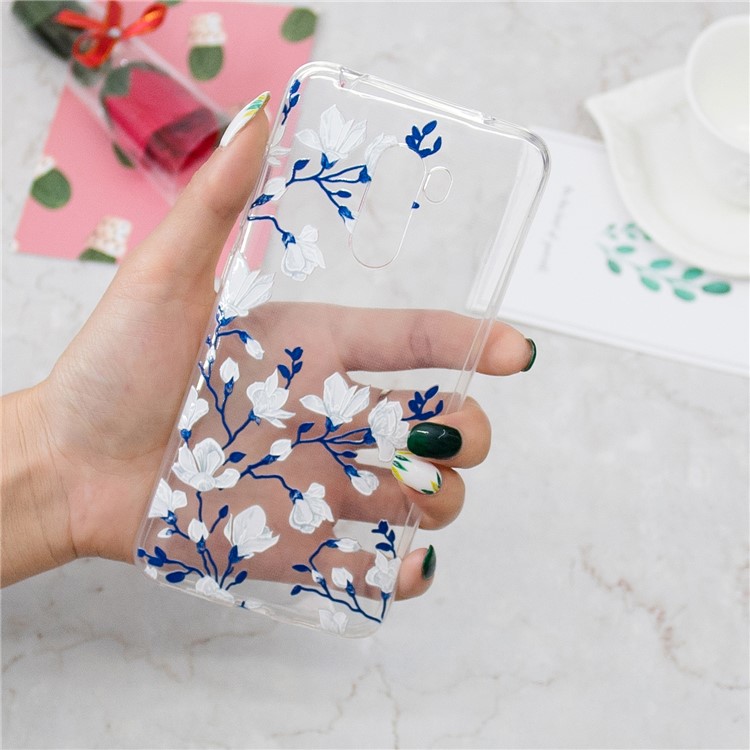 Embossment Protection Pattern Printing TPU Shell for Xiaomi Pocophone F1 / Poco F1 (India) - White Flowers-6
