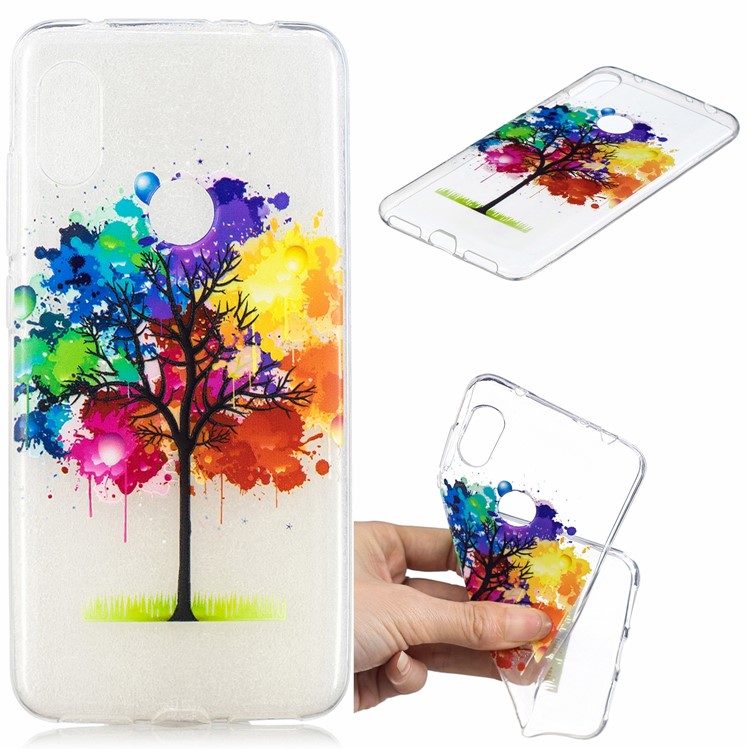 Pattern Printing Embossed TPU Soft Case for Xiaomi Redmi Note 6 Pro - Colorized Tree-1