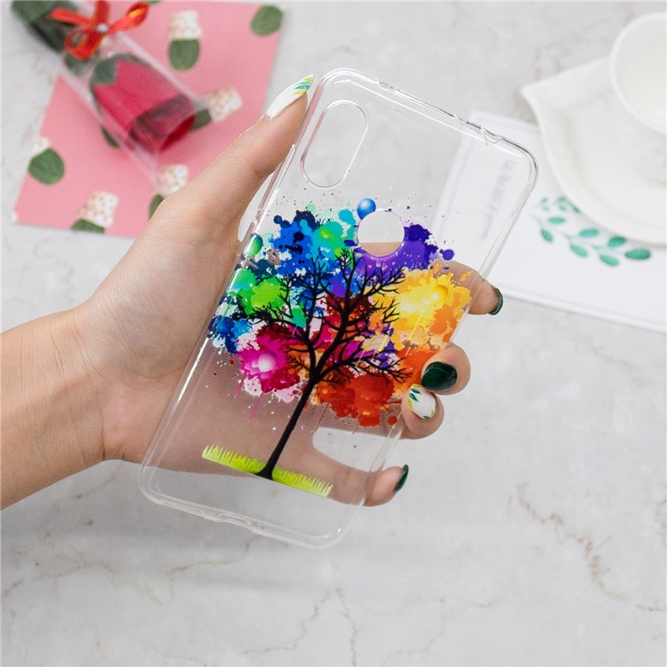 Pattern Printing Embossed TPU Soft Case for Xiaomi Redmi Note 6 Pro - Colorized Tree-6