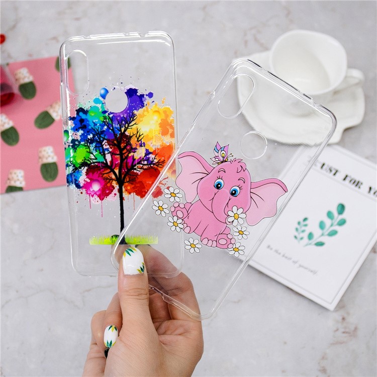 Pattern Printing Embossed TPU Soft Case for Xiaomi Redmi Note 6 Pro - Colorized Tree-7