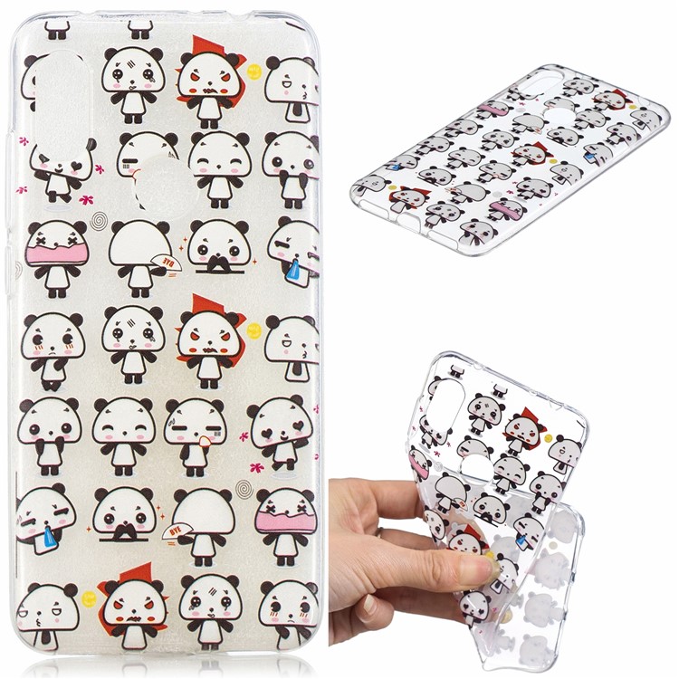 Pattern Printing Embossed TPU Soft Shell for Xiaomi Redmi Note 6 Pro - Cartoon Panda-1