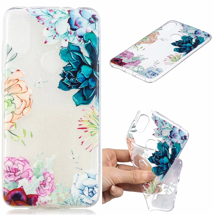 Pattern Printing Embossed TPU Soft Cell Phone Case for Xiaomi Redmi Note 6 Pro - Colorful Flowers-1