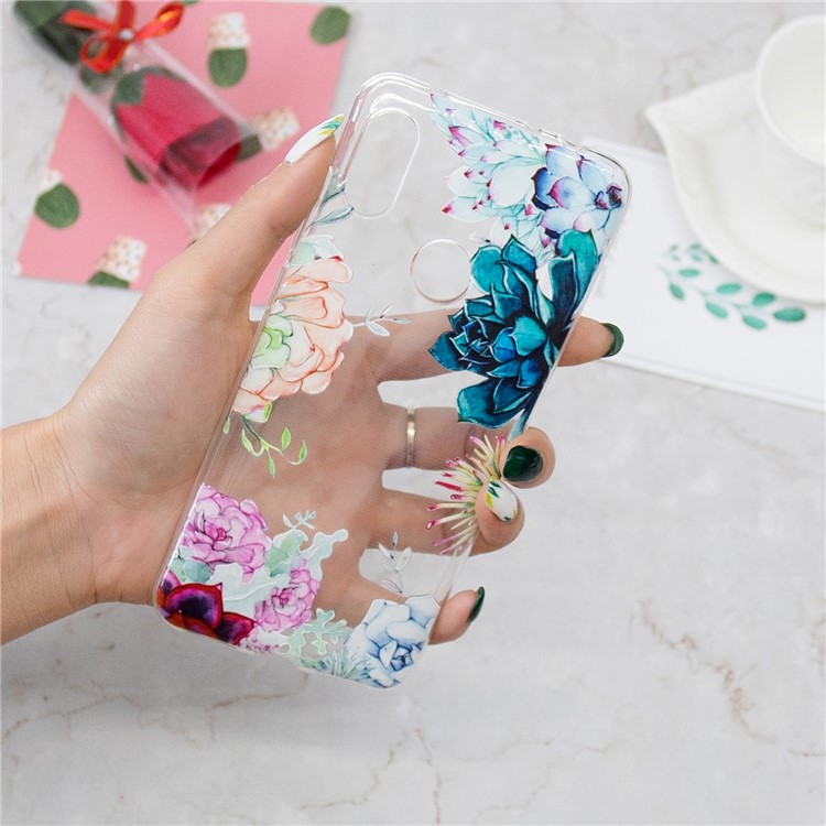 Pattern Printing Embossed TPU Soft Cell Phone Case for Xiaomi Redmi Note 6 Pro - Colorful Flowers-6
