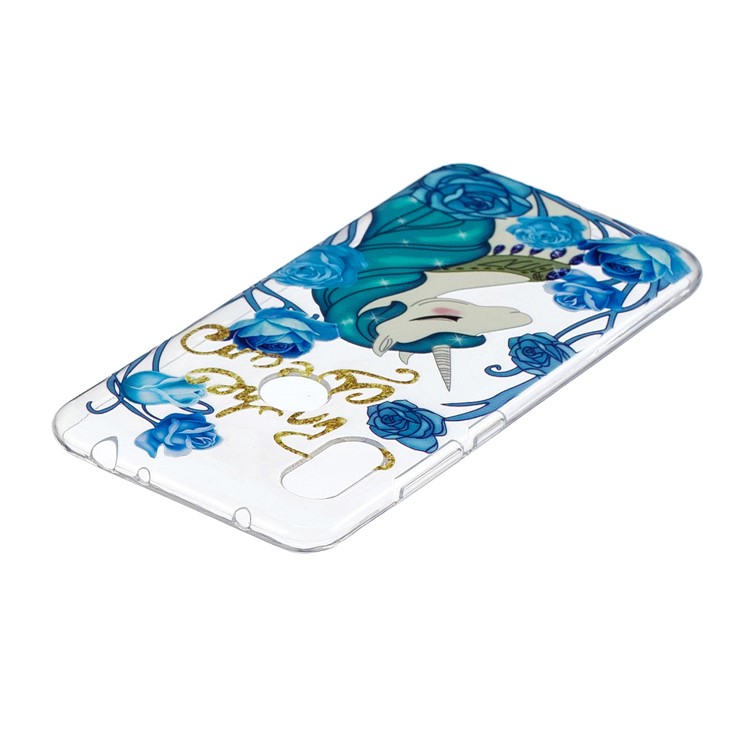 Pattern Printing Embossed TPU Soft Cell Phone Cover for Xiaomi Redmi Note 6 Pro - Unicorn and Blue Flower-4