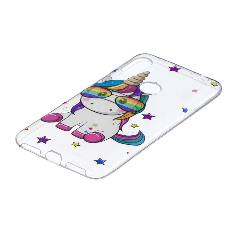 Pattern Printing Embossed TPU Soft Back Case for Xiaomi Redmi Note 6 Pro - Unicorn Wearing Glasses-3