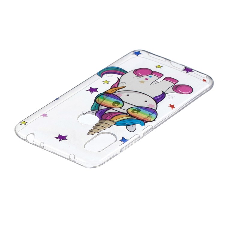 Pattern Printing Embossed TPU Soft Back Case for Xiaomi Redmi Note 6 Pro - Unicorn Wearing Glasses-4