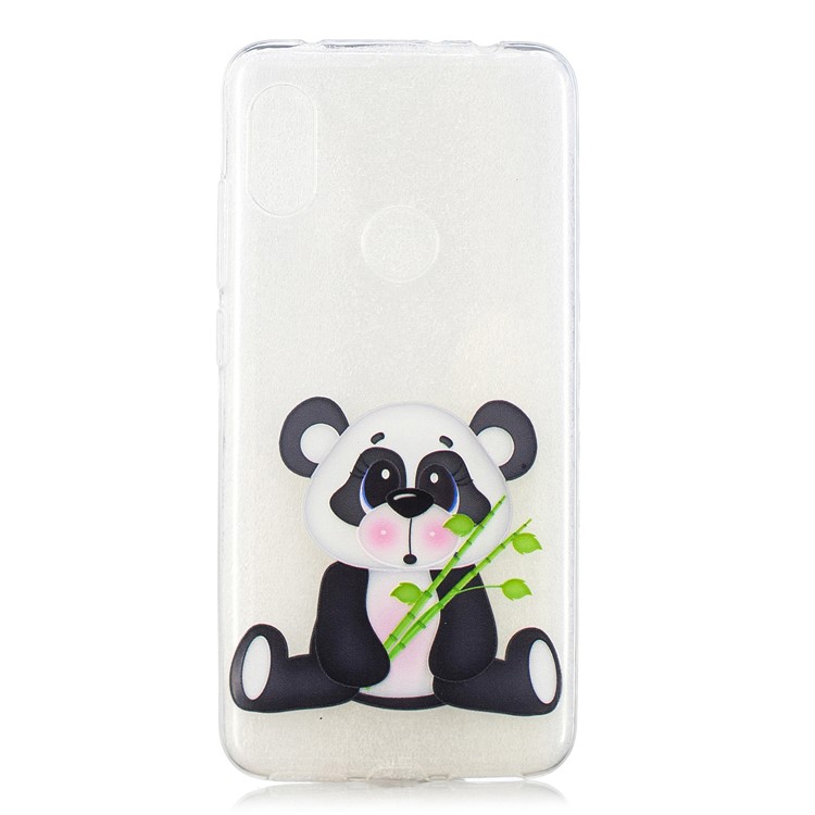 Pattern Printing Embossed TPU Soft Back Cover for Xiaomi Redmi Note 6 Pro - Panda Holding Bamboo-2
