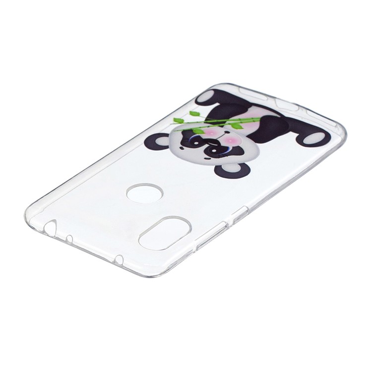 Pattern Printing Embossed TPU Soft Back Cover for Xiaomi Redmi Note 6 Pro - Panda Holding Bamboo-4