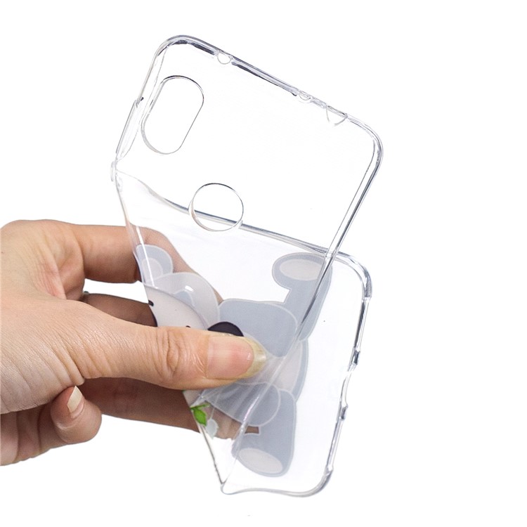 Pattern Printing Embossed TPU Soft Back Cover for Xiaomi Redmi Note 6 Pro - Panda Holding Bamboo-5