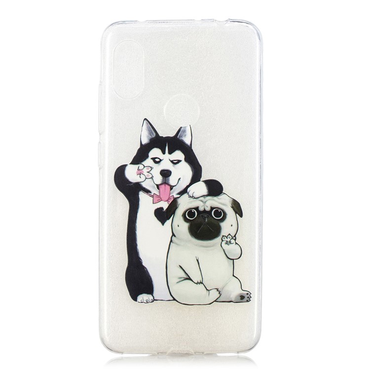 Pattern Printing Embossed TPU Soft Back Shell for Xiaomi Redmi Note 6 Pro - Husky and Shar Pei-2