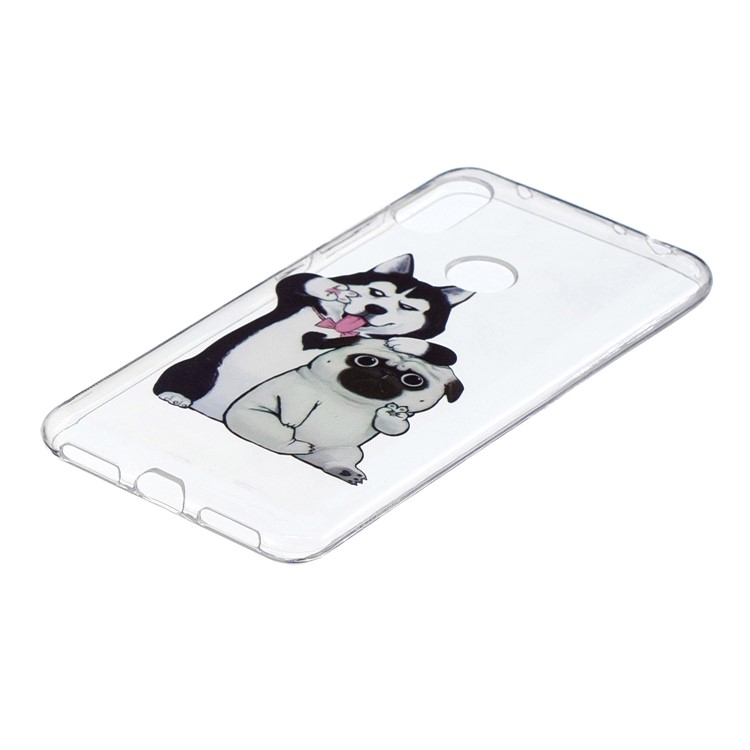 Pattern Printing Embossed TPU Soft Back Shell for Xiaomi Redmi Note 6 Pro - Husky and Shar Pei-3