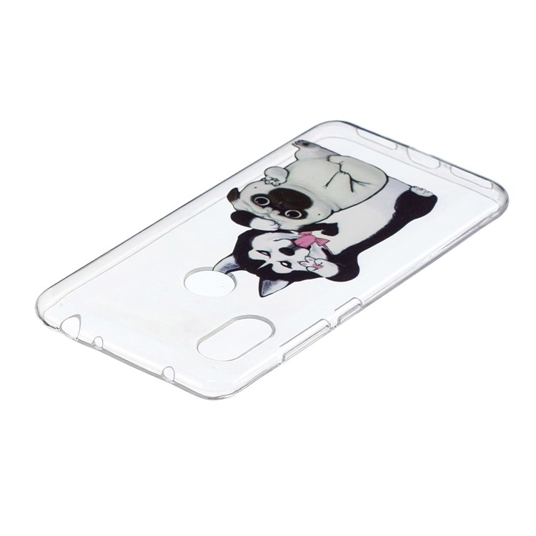 Pattern Printing Embossed TPU Soft Back Shell for Xiaomi Redmi Note 6 Pro - Husky and Shar Pei-4