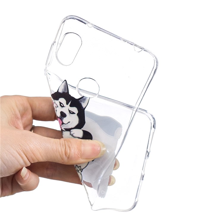Pattern Printing Embossed TPU Soft Back Shell for Xiaomi Redmi Note 6 Pro - Husky and Shar Pei-5