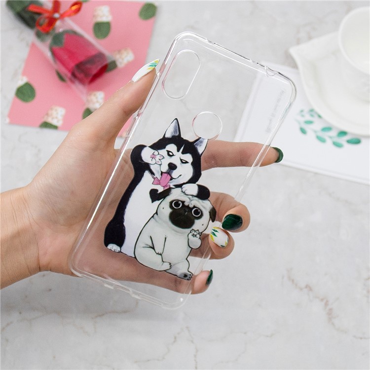 Pattern Printing Embossed TPU Soft Back Shell for Xiaomi Redmi Note 6 Pro - Husky and Shar Pei-6