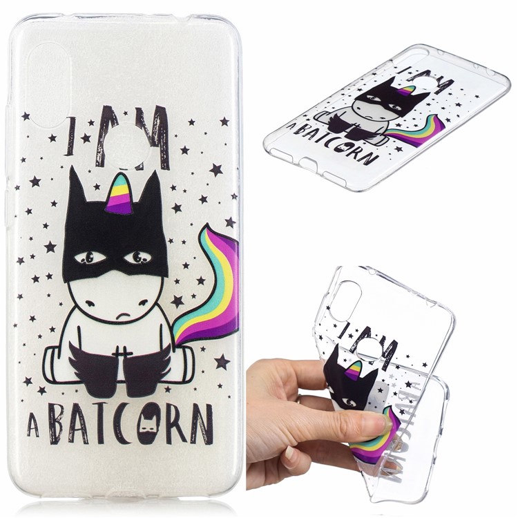 Pattern Printing Embossed Soft TPU Back Case for Xiaomi Redmi Note 6 Pro - Unicron with Colorful Tail-1