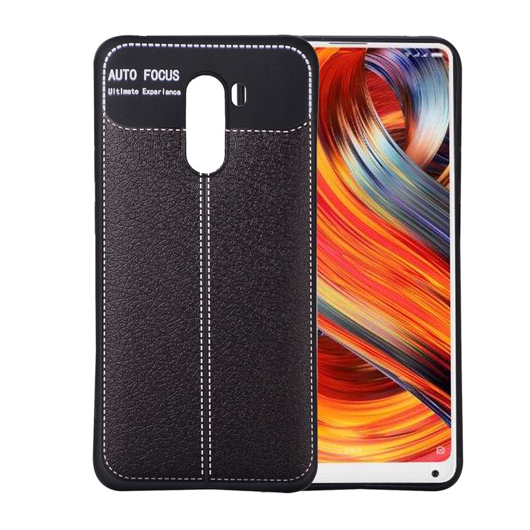 Litchi Skin TPU Case for Xiaomi Pocophone F1 / Poco F1 in India - Black-1