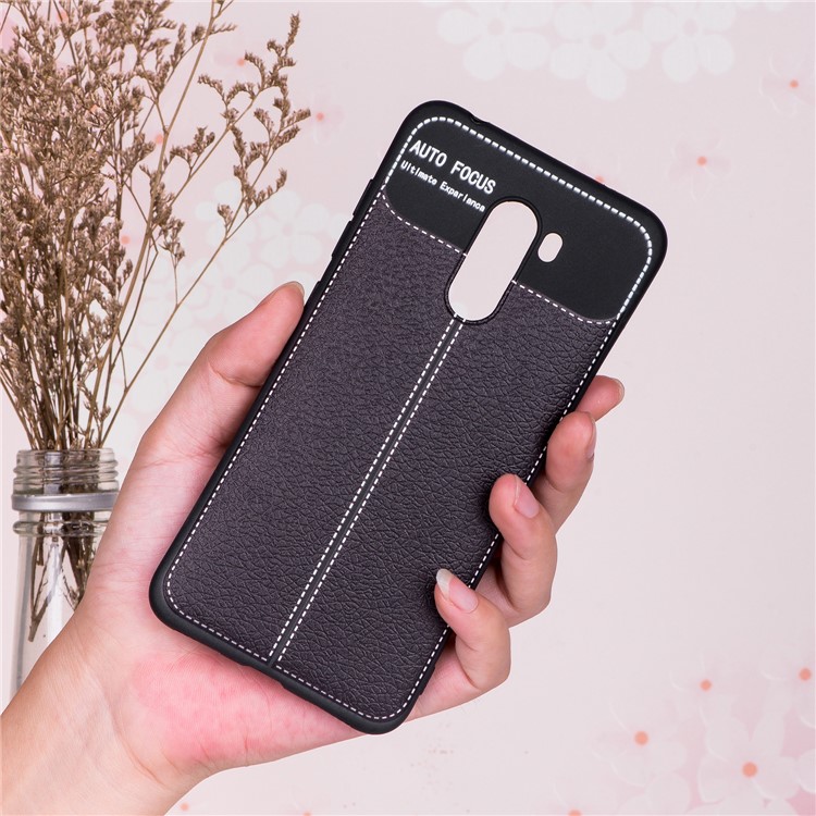 Litchi Skin TPU Case for Xiaomi Pocophone F1 / Poco F1 in India - Black-5