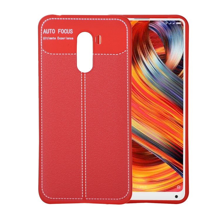 Litchi Skin TPU Back Case for Xiaomi Pocophone F1 / Poco F1 in India - Red-1