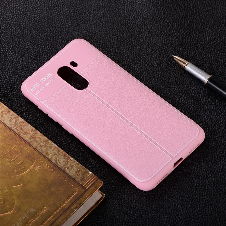 Litchi Skin TPU Cover Case for Xiaomi Pocophone F1 / Poco F1 in India - Pink-6