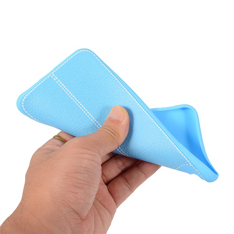 Litchi Skin TPU Cover Shell Case for Xiaomi Pocophone F1 / Poco F1 in India - Baby Blue-4
