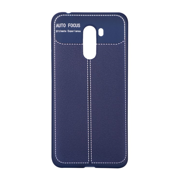 Litchi Skin TPU Phone Shell Case for Xiaomi Pocophone F1 / Poco F1 in India - Dark Blue-2