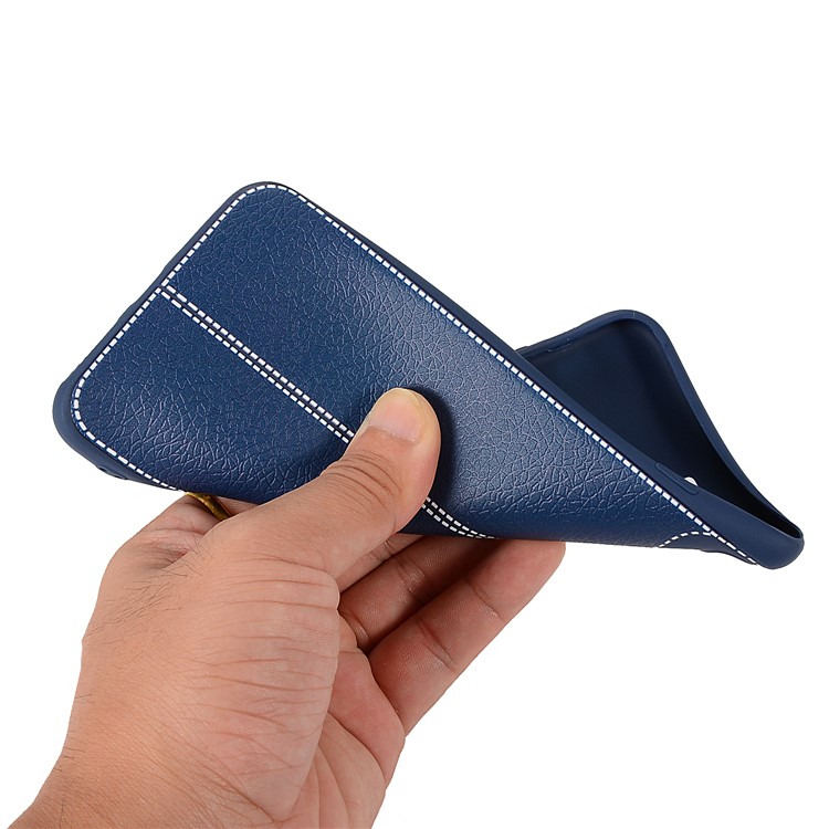 Litchi Skin TPU Phone Shell Case for Xiaomi Pocophone F1 / Poco F1 in India - Dark Blue-4