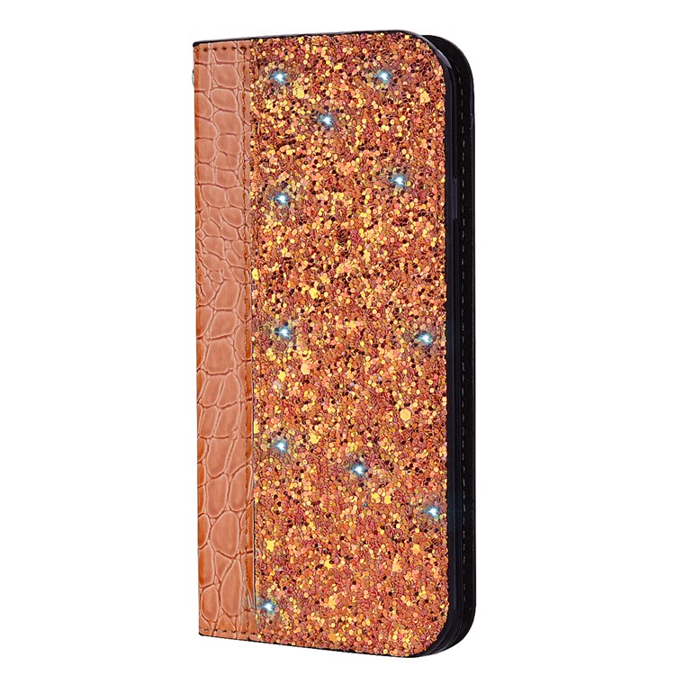 Custodia In Pelle Di Coccodrillo Con Paillettes Luccicanti Con Custodia Per Carta Per Xiaomi Redmi 6 (doppia Fotocamera: 12MP + 5MP) - Arancia-4