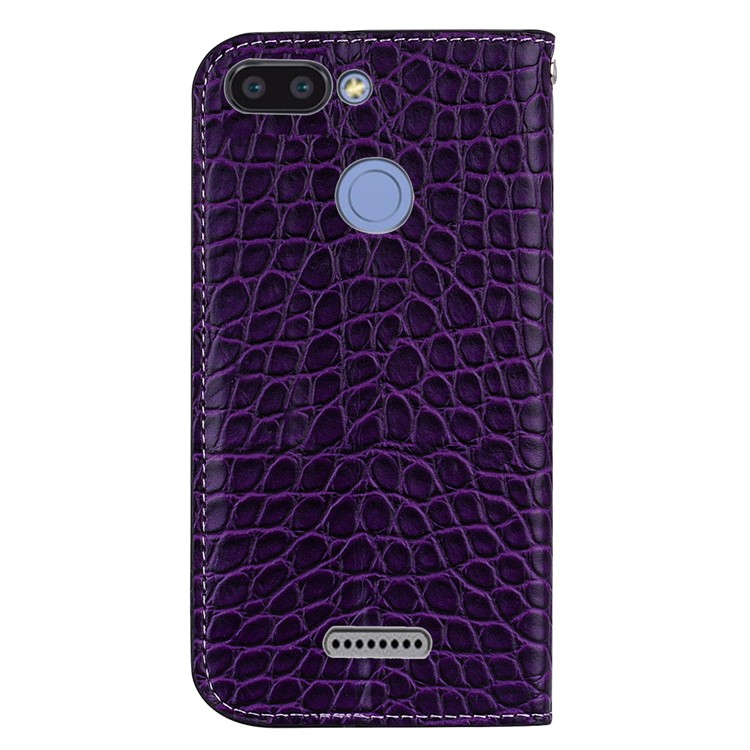 Crocodile Texture Glittery Sequins Splicing PU Leather Cell Phone Cover for Xiaomi Redmi 6 (Dual Camera: 12MP+5MP) - Dark Purple-4