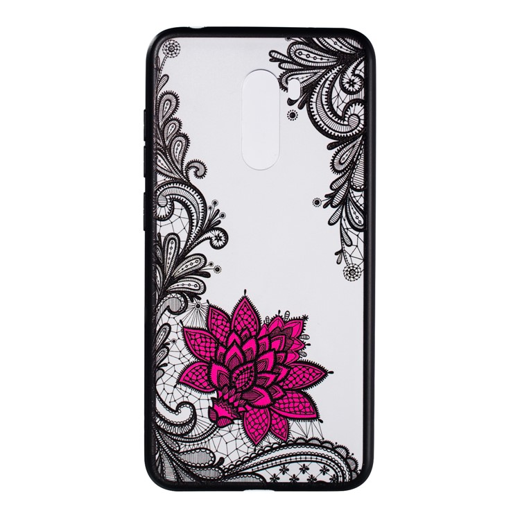 Embossed Flower Pattern TPU + PC Combo Mobile Phone Case for Xiaomi Pocophone F1 / Poco F1 (India) - Small Red Flower-1