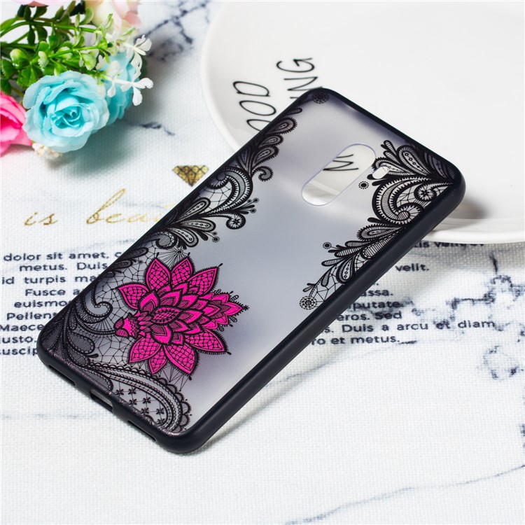 Embossed Flower Pattern TPU + PC Combo Mobile Phone Case for Xiaomi Pocophone F1 / Poco F1 (India) - Small Red Flower-4