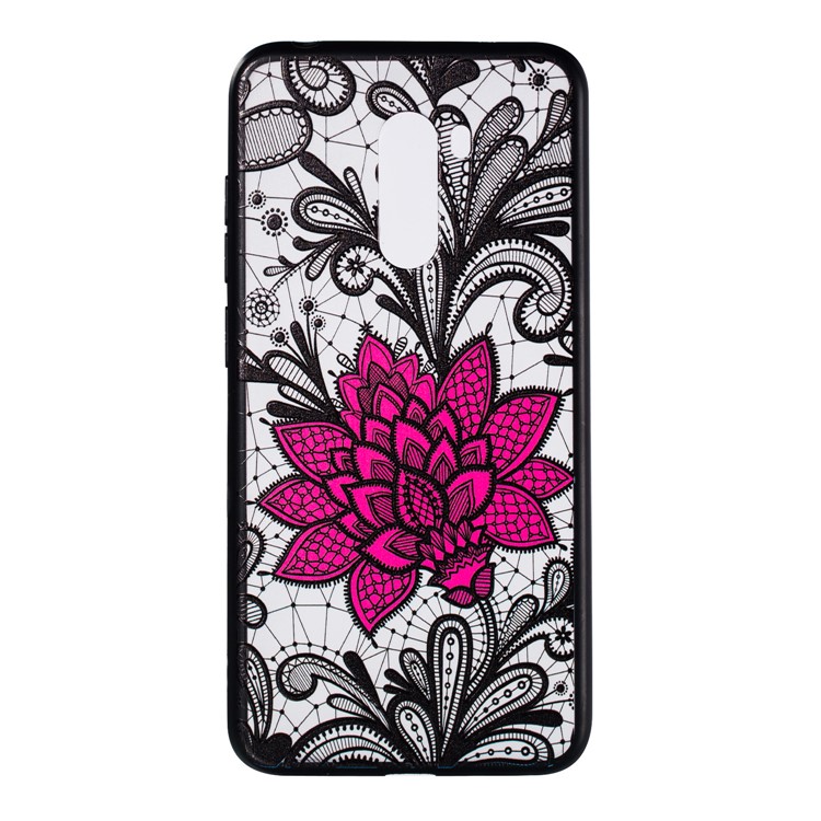 Embossed Flower Pattern TPU + PC Combo Mobile Phone Cover for Xiaomi Pocophone F1 / Poco F1 (India) - Big Red Flower-1
