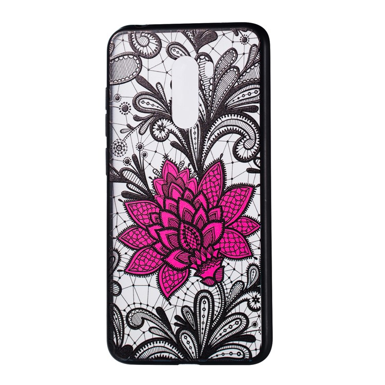 Embossed Flower Pattern TPU + PC Combo Mobile Phone Cover for Xiaomi Pocophone F1 / Poco F1 (India) - Big Red Flower-2