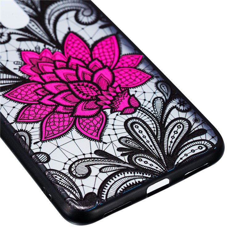 Embossed Flower Pattern TPU + PC Combo Mobile Phone Cover for Xiaomi Pocophone F1 / Poco F1 (India) - Big Red Flower-3