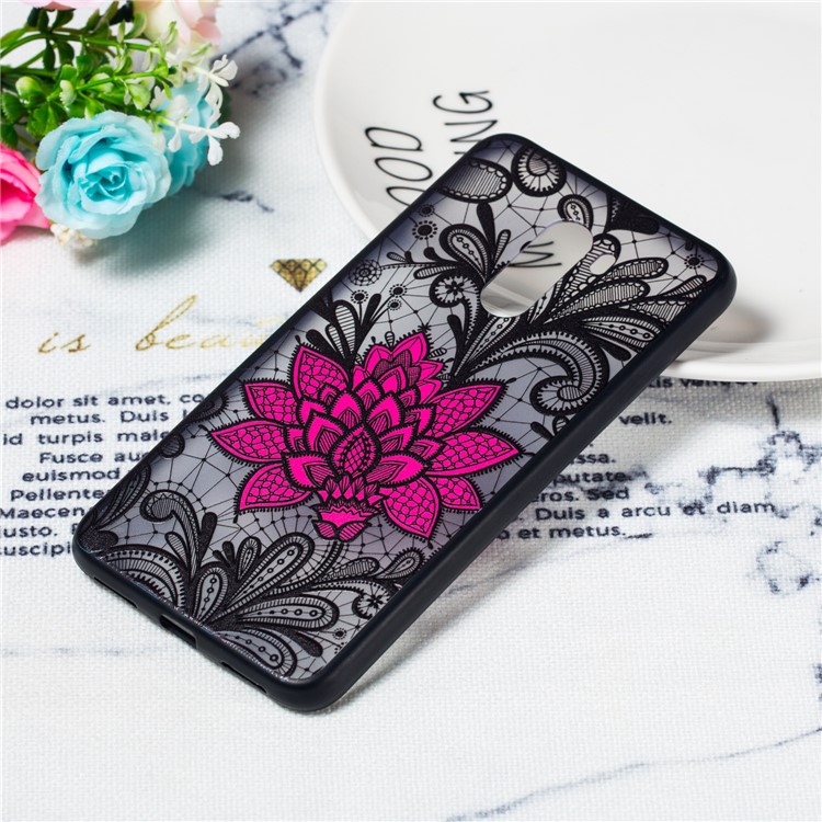 Embossed Flower Pattern TPU + PC Combo Mobile Phone Cover for Xiaomi Pocophone F1 / Poco F1 (India) - Big Red Flower-4