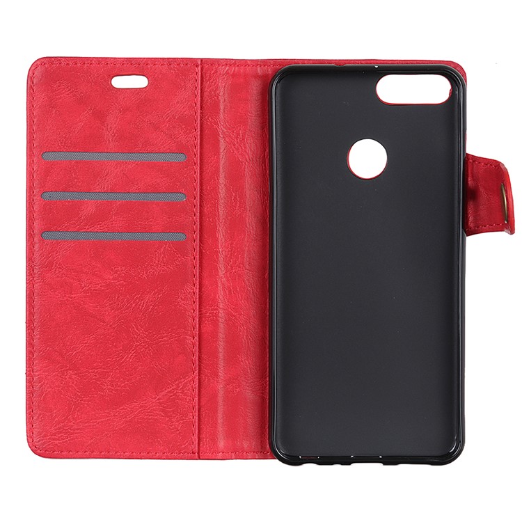 S-shape Crazy Horse Texture Wallet Leather Case for Xiaomi Mi 8 Lite / Mi 8 Youth (Mi 8X) - Red-9