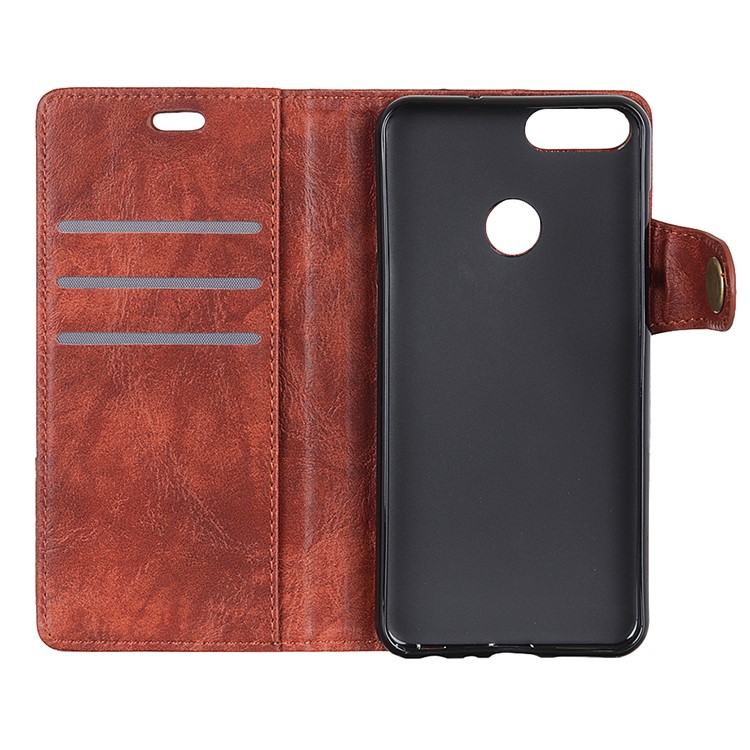 S-shape Crazy Horse Texture Wallet Leather Accessory Case for Xiaomi Mi 8 Lite / Mi 8 Youth (Mi 8X) - Brown-4