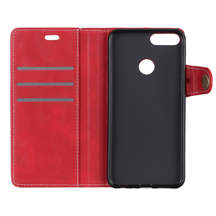 S-shape Textured Wallet Leather Stand Cover for Xiaomi Mi 8 Lite / Mi 8 Youth (Mi 8X) - Red-8