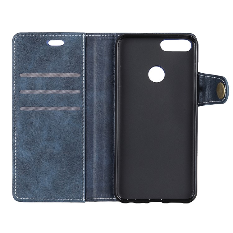 S-shape Textured Wallet Stand Leather Casing for Xiaomi Mi 8 Lite / Mi 8 Youth (Mi 8X) - Blue-8