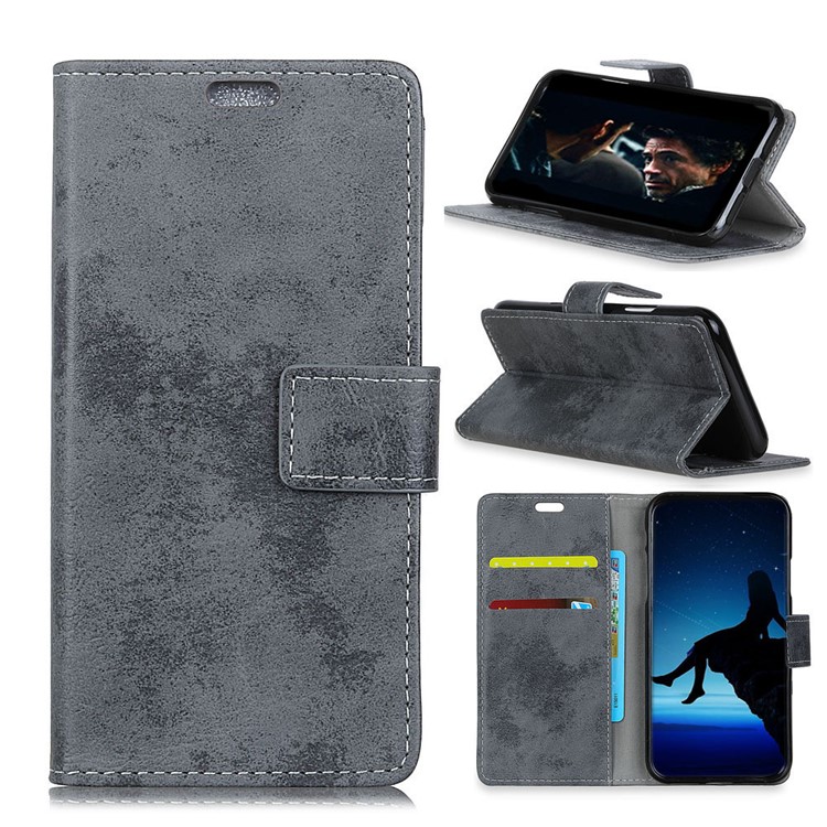 Retro Style Wallet PU Leather Phone Case for Xiaomi Mi 8 Lite / Mi 8 Youth (Mi 8X) - Grey-1