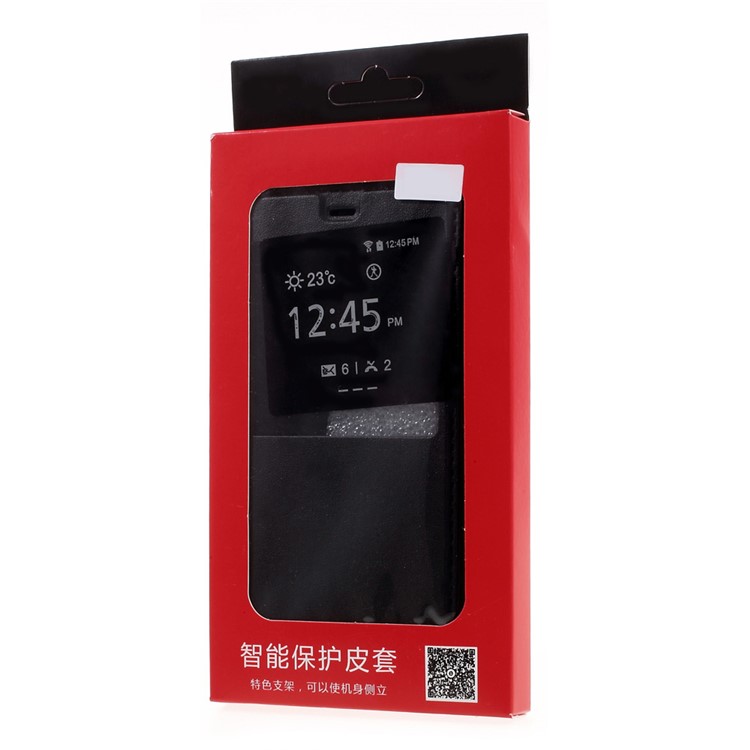 View Window Leather Stand Case for Xiaomi Mi 5s - Black-9