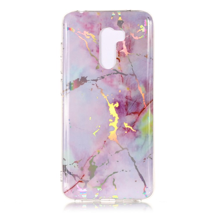 Marble Pattern Plated IMD TPU Soft Case for Xiaomi Pocophone F1 / Poco F1 - Light Purple-1