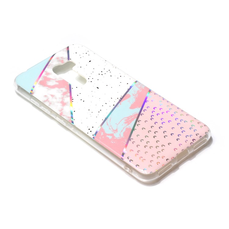 Marble Pattern Plated IMD TPU Soft Phone Casing for Xiaomi Pocophone F1 / Poco F1 - White / Pink-2