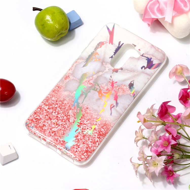 Marble Pattern Plated IMD TPU Phone Shell for Xiaomi Pocophone F1 / Poco F1 - Grey / Pink-3