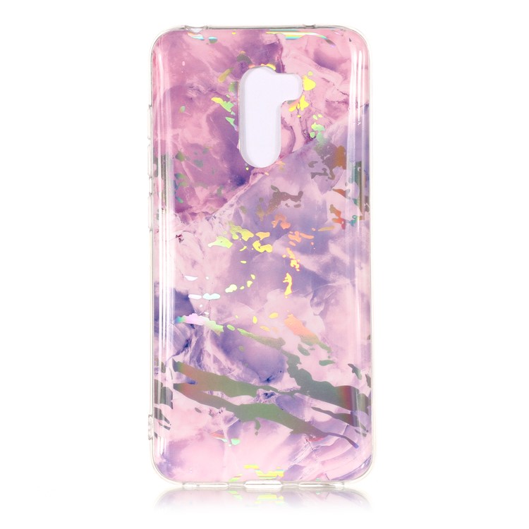 Marble Pattern Plated TPU Cover IMD Soft Shell for Xiaomi Pocophone F1 / Poco F1 - Dark Purple-1