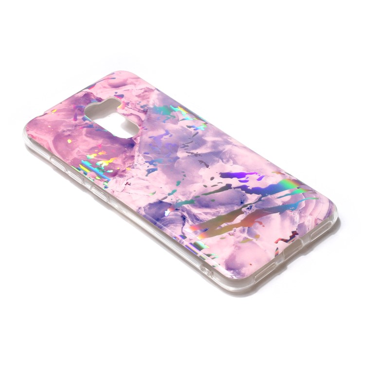 Marble Pattern Plated TPU Cover IMD Soft Shell for Xiaomi Pocophone F1 / Poco F1 - Dark Purple-2