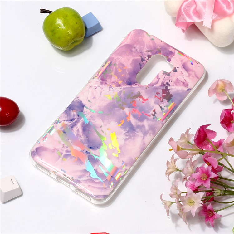 Marble Pattern Plated TPU Cover IMD Soft Shell for Xiaomi Pocophone F1 / Poco F1 - Dark Purple-3