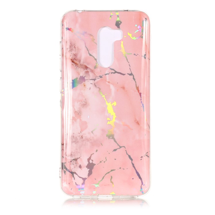 Marble Pattern Plated IMD TPU Mobile Case for Xiaomi Pocophone F1 / Poco F1 - Pink-1