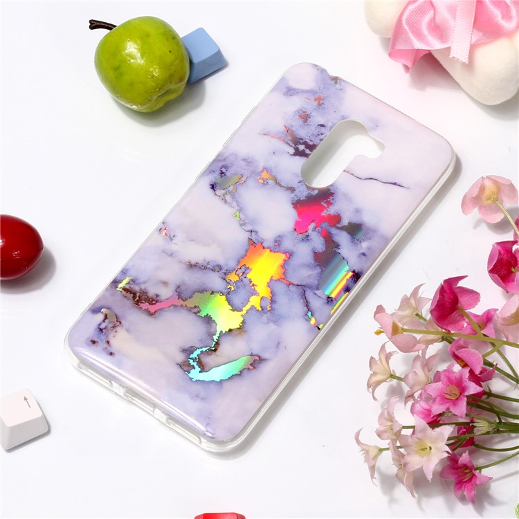 Marble Pattern Plated IMD TPU Mobile Cover for Xiaomi Pocophone F1 / Poco F1 - Blue-3